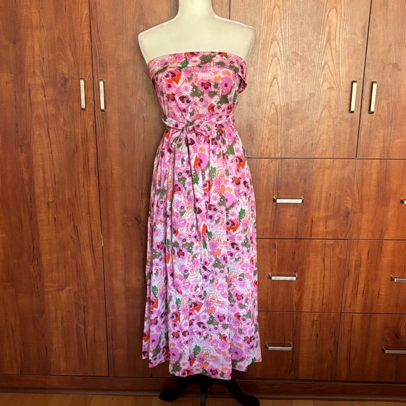 Ganni Dresses & Skirts - Ganni Organic Cotton Strapless Floral Maxi Dress